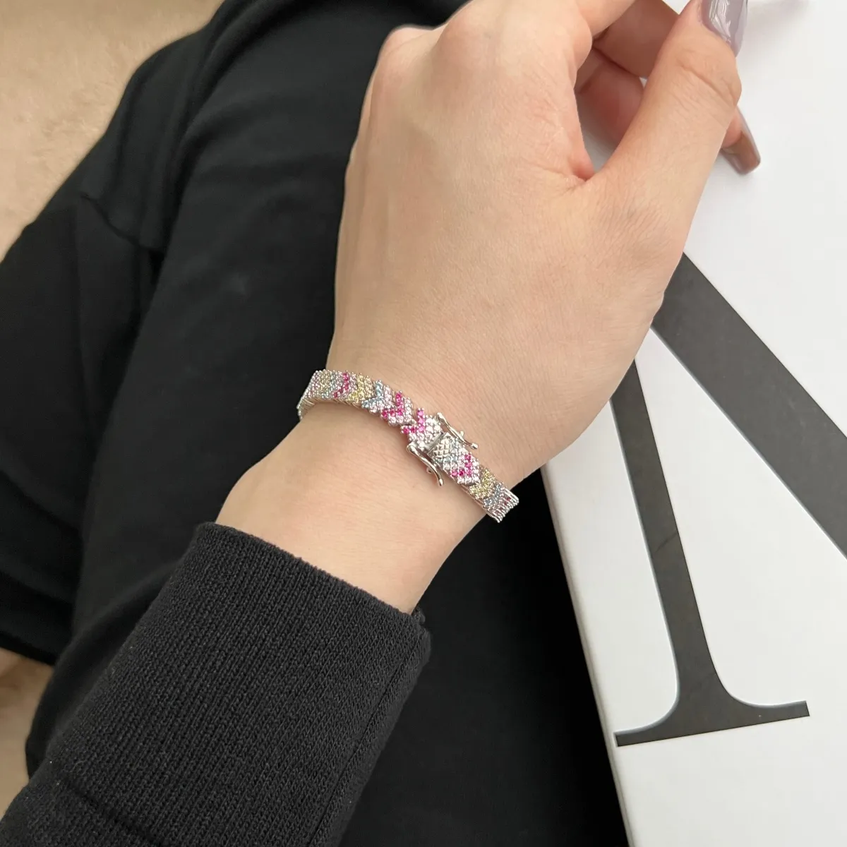 Minimalist Cubic Zirconia Sterling Silver Bracelet