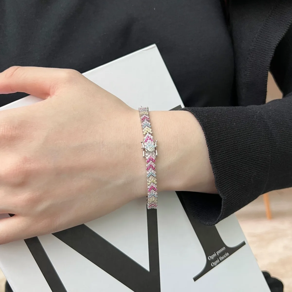 Minimalist Cubic Zirconia Sterling Silver Bracelet