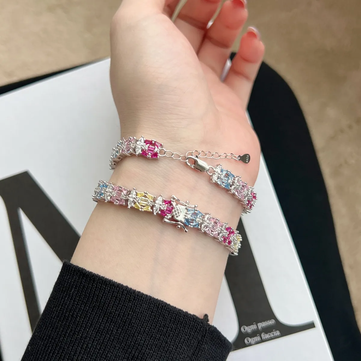 Minimalist Cubic Zirconia Sterling Silver Bracelet