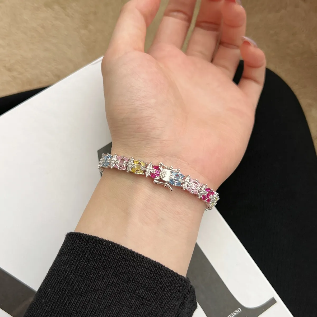 Minimalist Cubic Zirconia Sterling Silver Bracelet