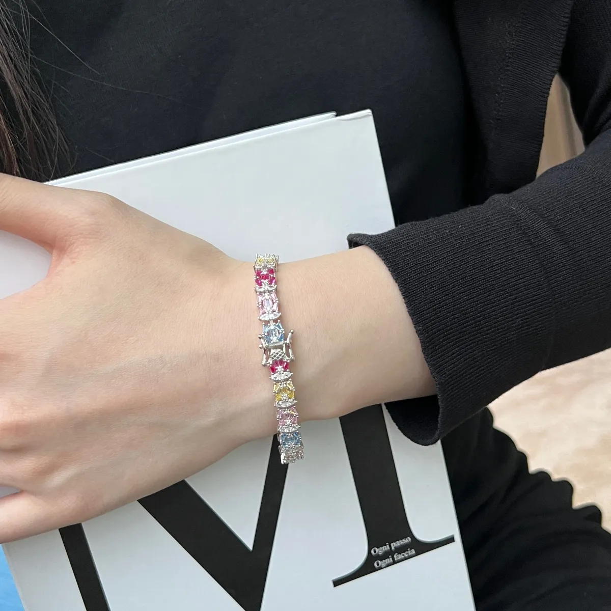 Minimalist Cubic Zirconia Sterling Silver Bracelet