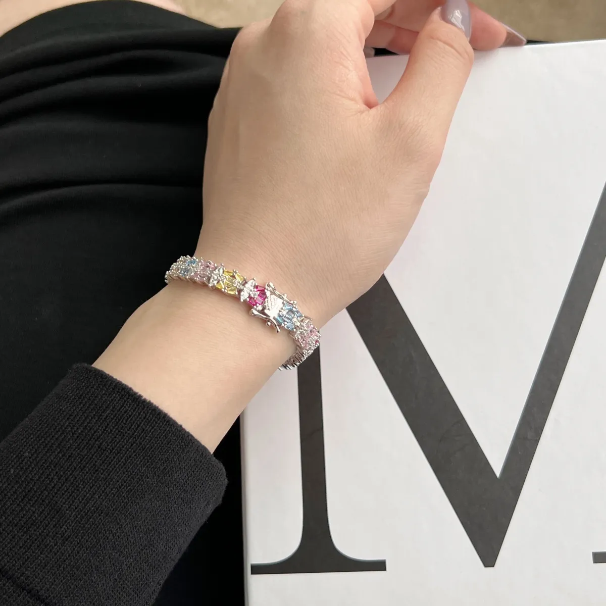Minimalist Cubic Zirconia Sterling Silver Bracelet