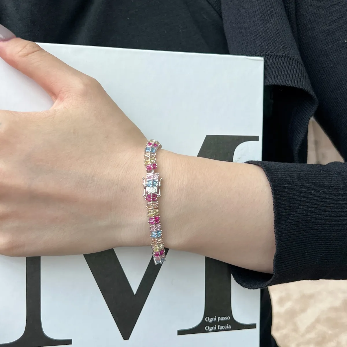 Minimalist Cubic Zirconia Sterling Silver Bracelet