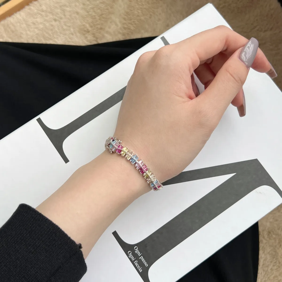 Minimalist Cubic Zirconia Sterling Silver Bracelet
