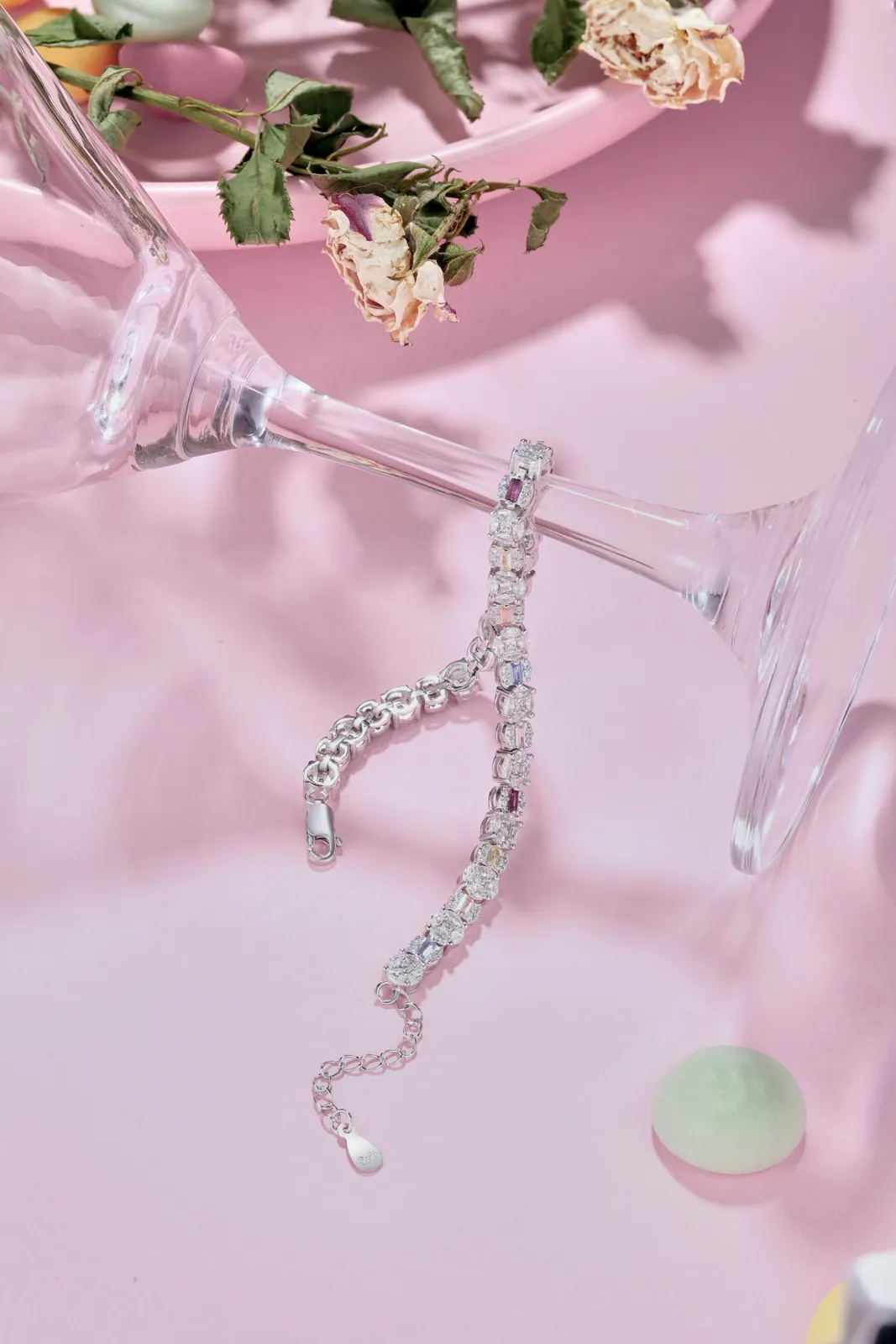 Minimalist Cubic Zirconia Silver Bracelet