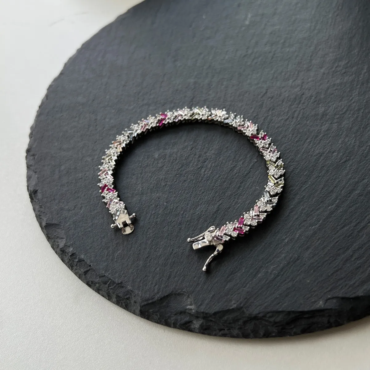 Minimalist Cubic Zirconia Sterling Silver Bracelet