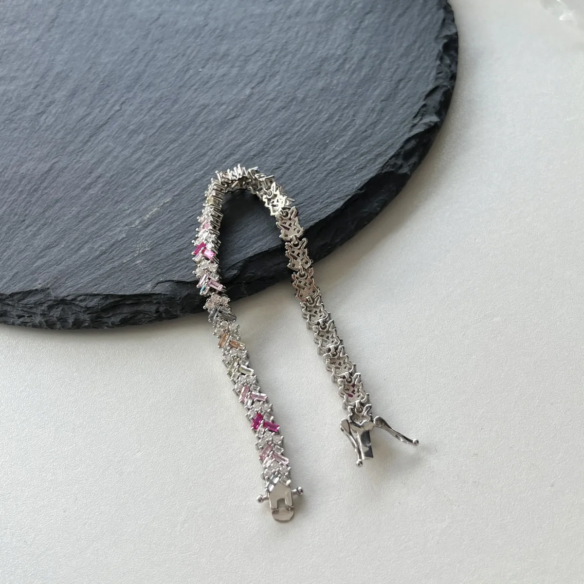 Minimalist Cubic Zirconia Sterling Silver Bracelet