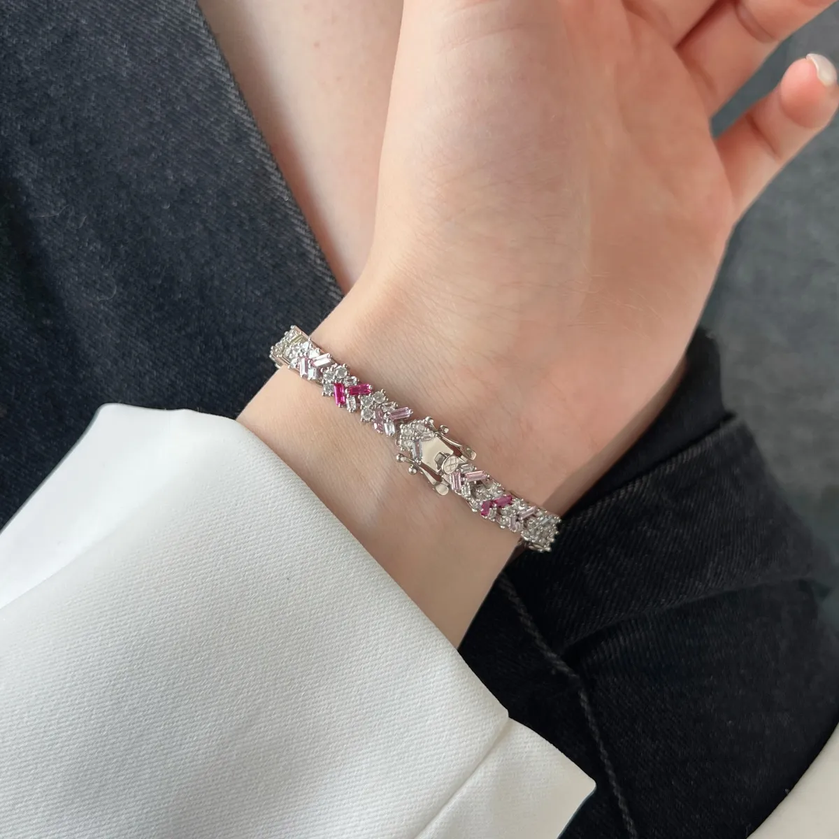 Minimalist Cubic Zirconia Sterling Silver Bracelet
