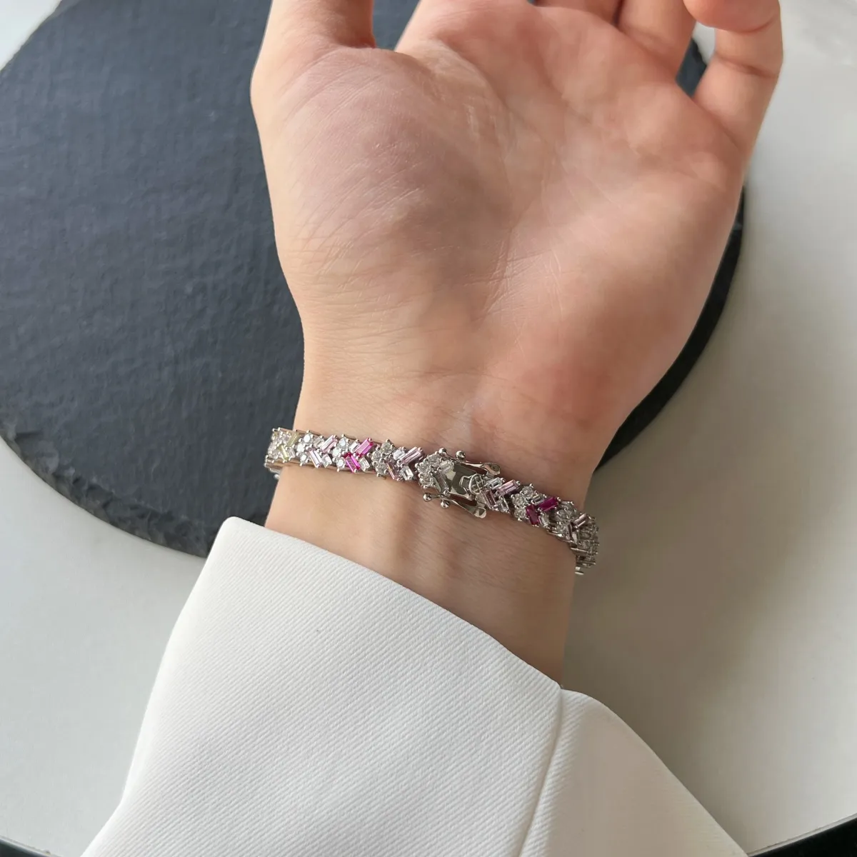 Minimalist Cubic Zirconia Sterling Silver Bracelet