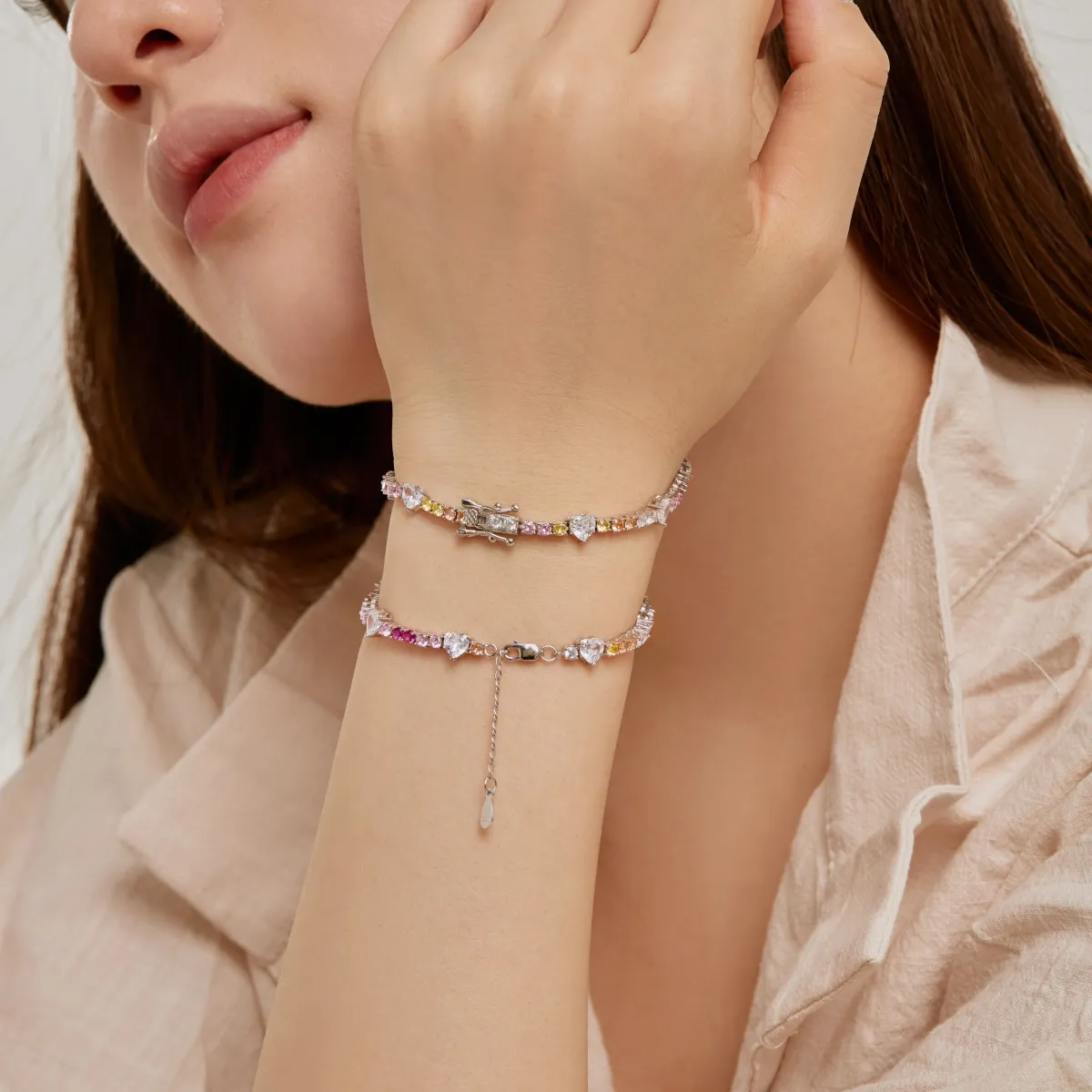 Minimalist Cubic Zirconia Sterling Silver Bracelet