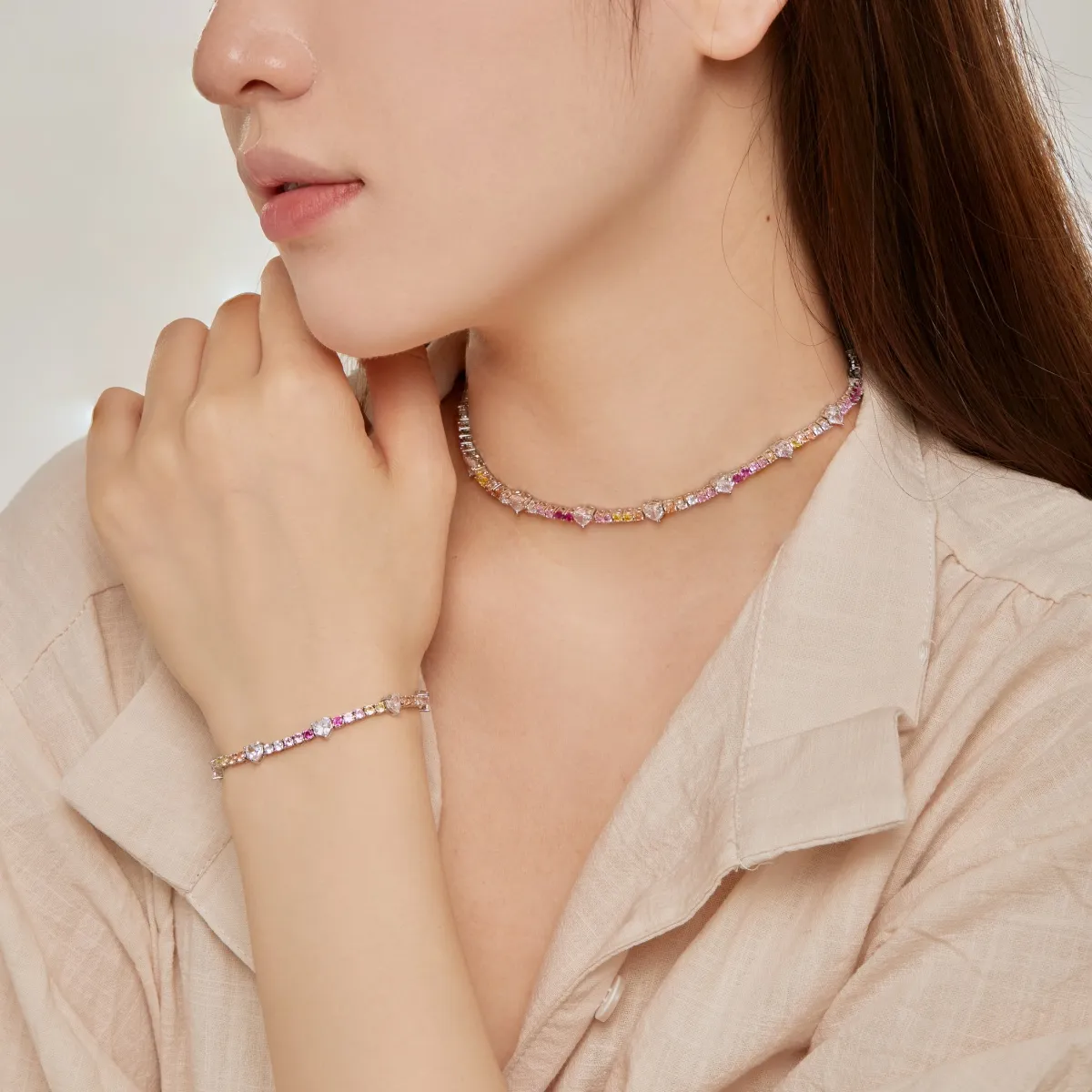 Minimalist Cubic Zirconia Sterling Silver Bracelet