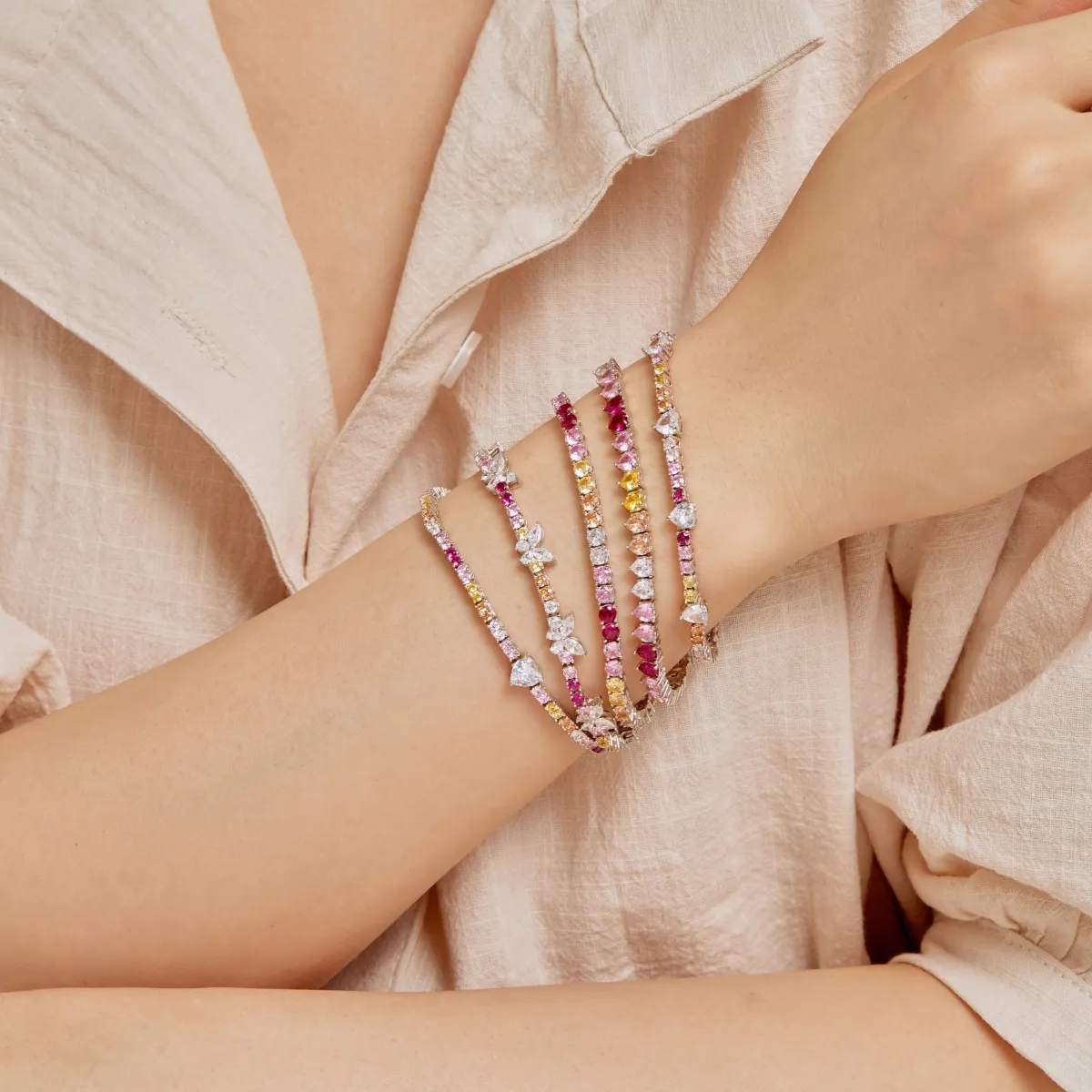 Minimalist Cubic Zirconia Sterling Silver Bracelet