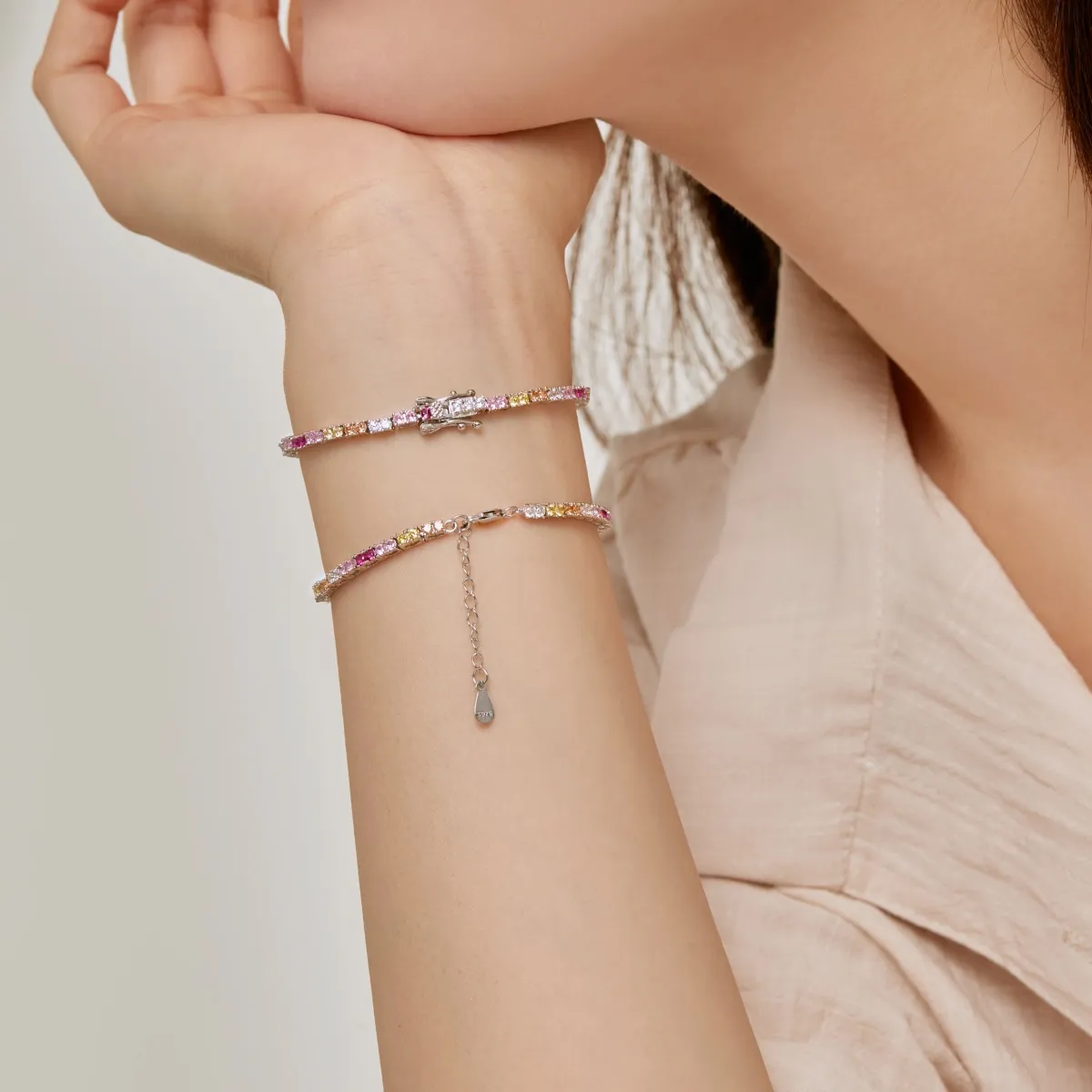 Minimalist Cubic Zirconia Sterling Silver Bracelet