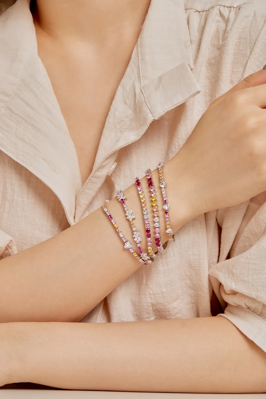 Minimalist Cubic Zirconia Sterling Silver Bracelet