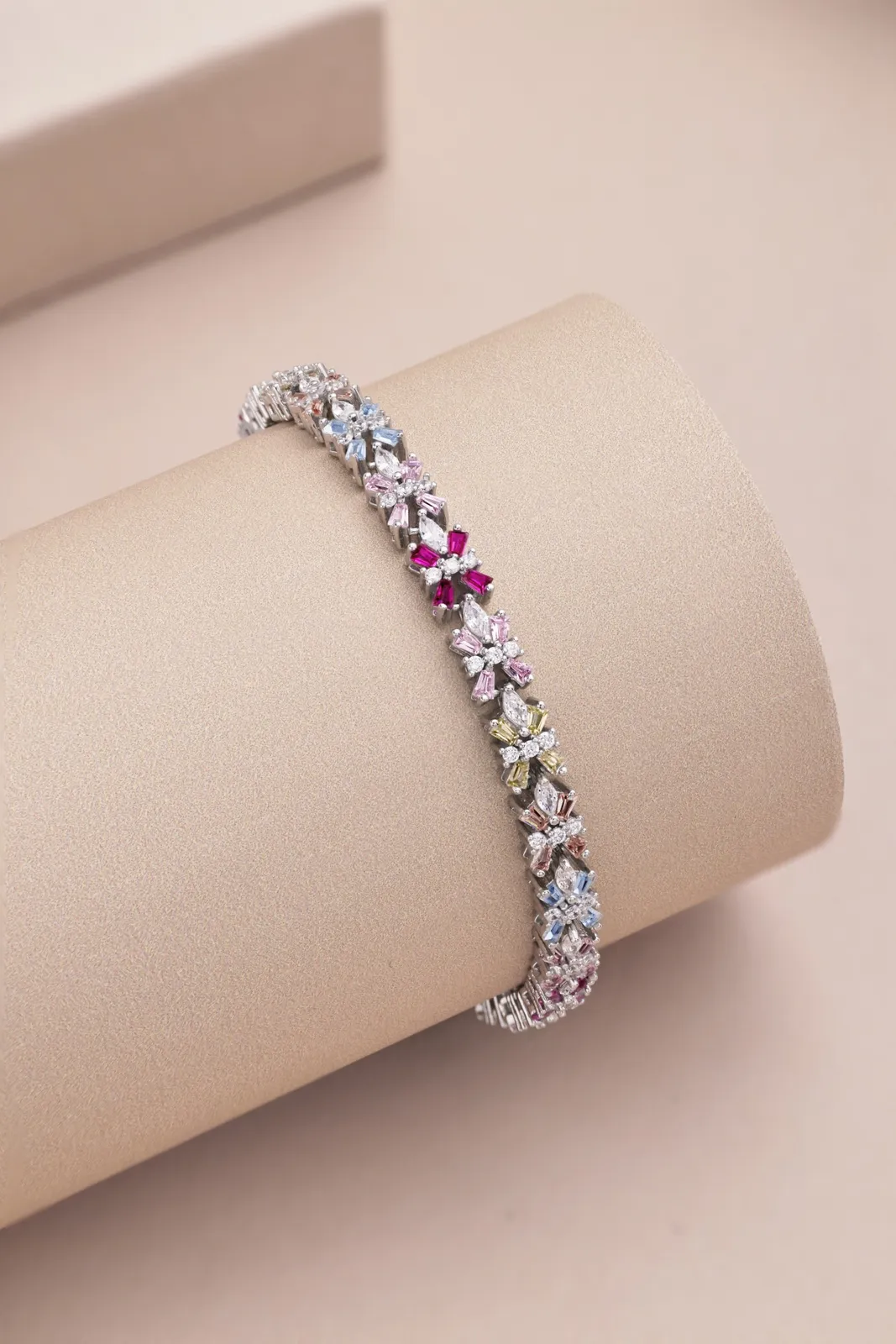 Minimalist Cubic Zirconia Sterling Silver Bracelet