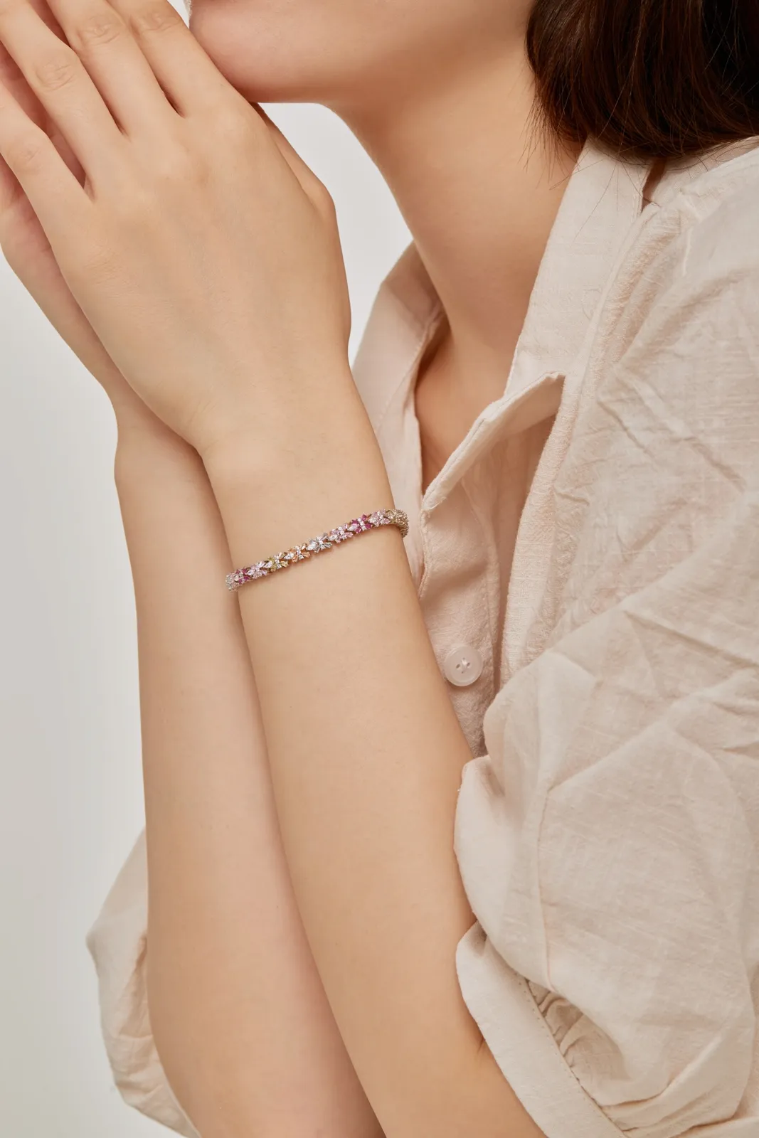 Minimalist Cubic Zirconia Sterling Silver Bracelet