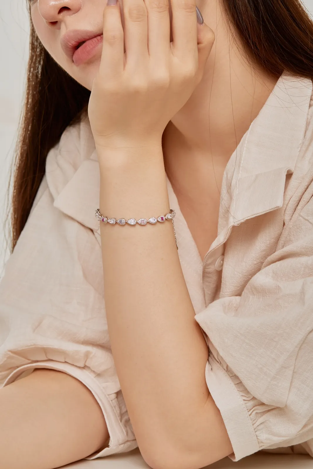 Minimalist Cubic Zirconia Sterling Silver Bracelet