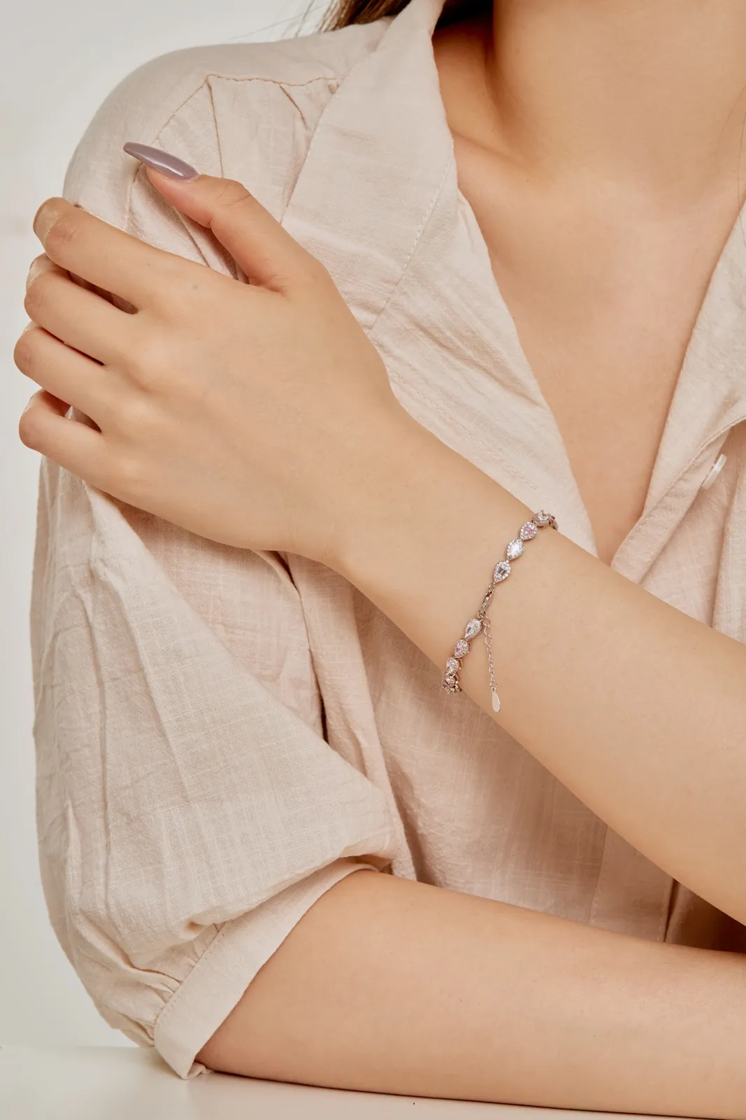 Minimalist Cubic Zirconia Sterling Silver Bracelet
