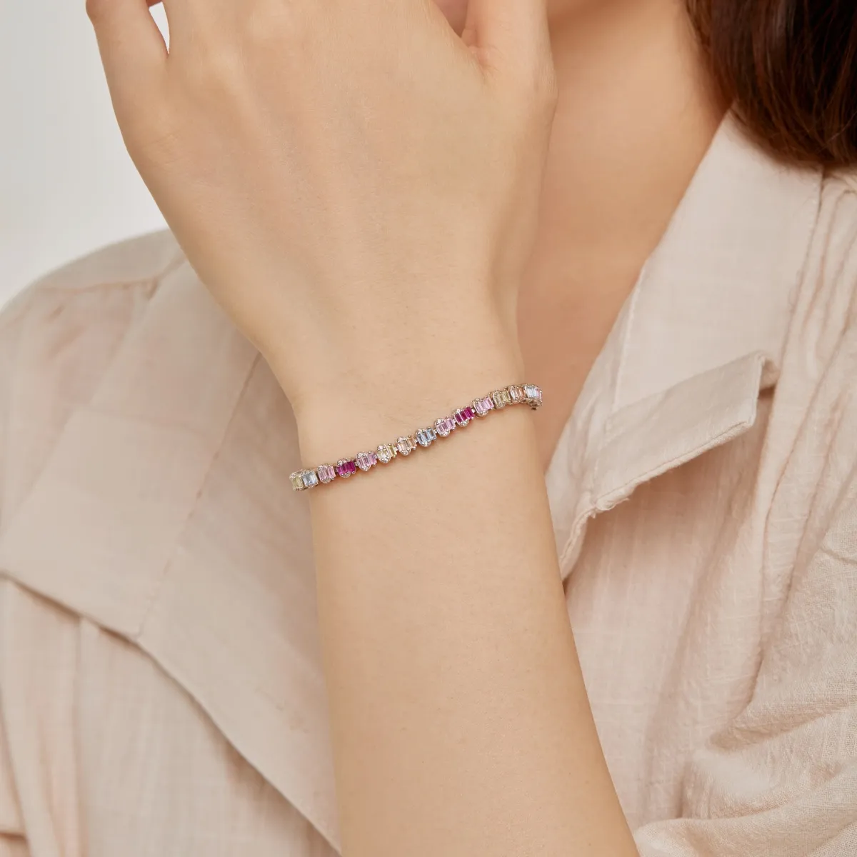 Minimalist Cubic Zirconia Sterling Silver Bracelet