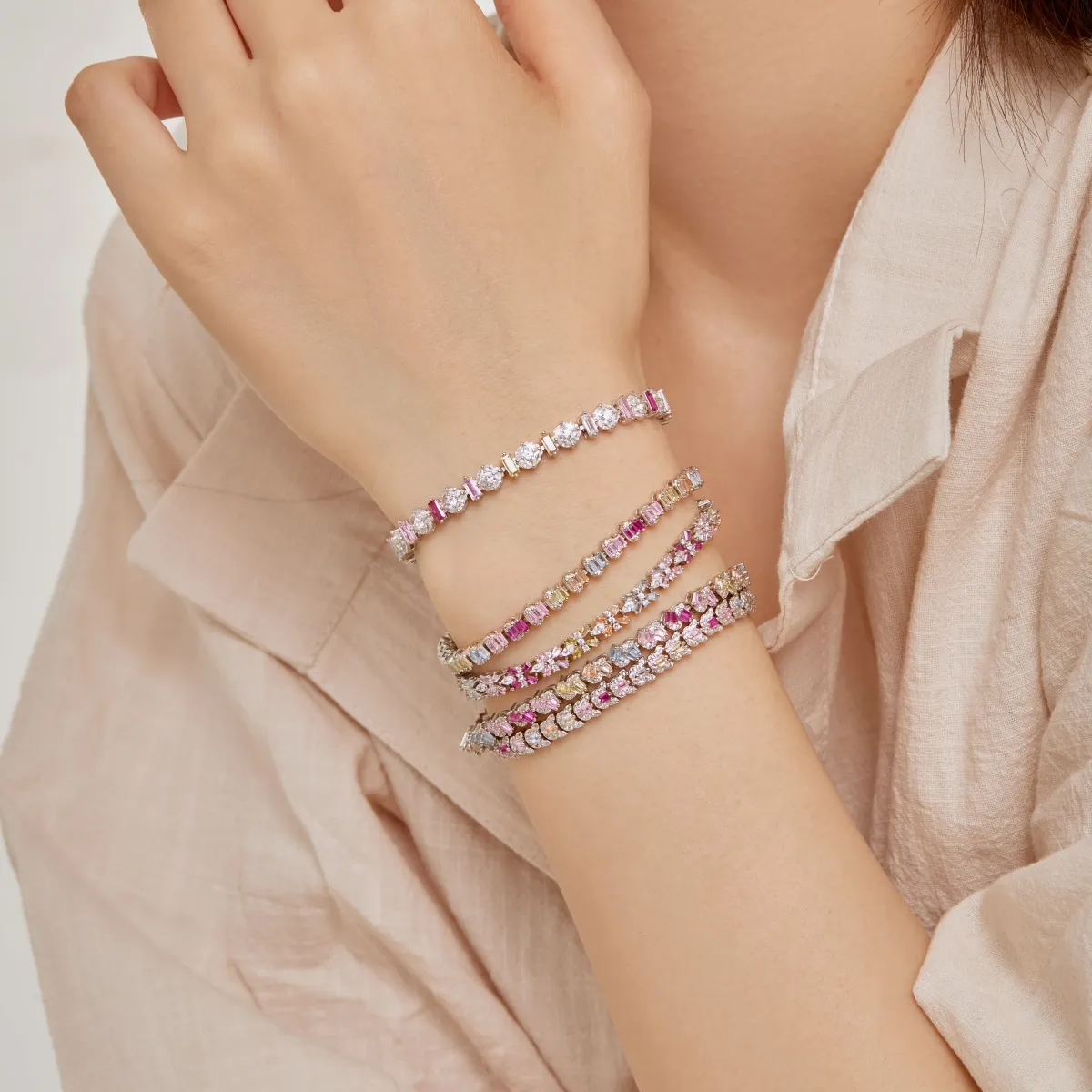 Minimalist Cubic Zirconia Sterling Silver Bracelet