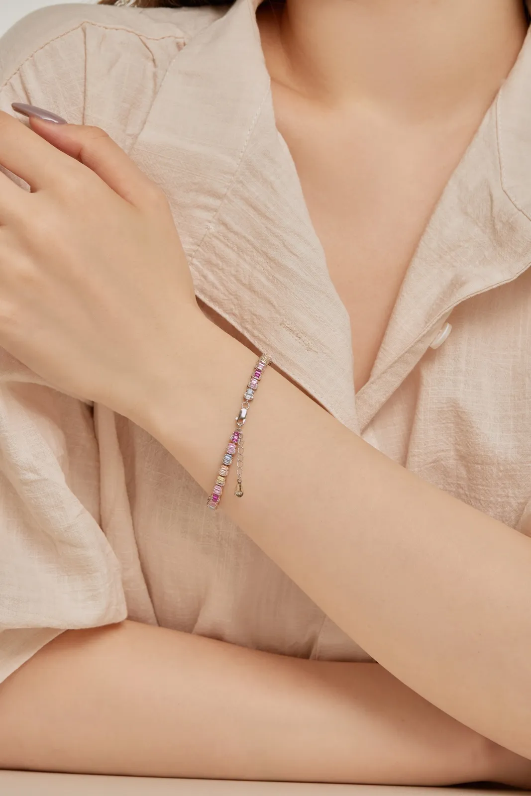 Minimalist Cubic Zirconia Sterling Silver Bracelet
