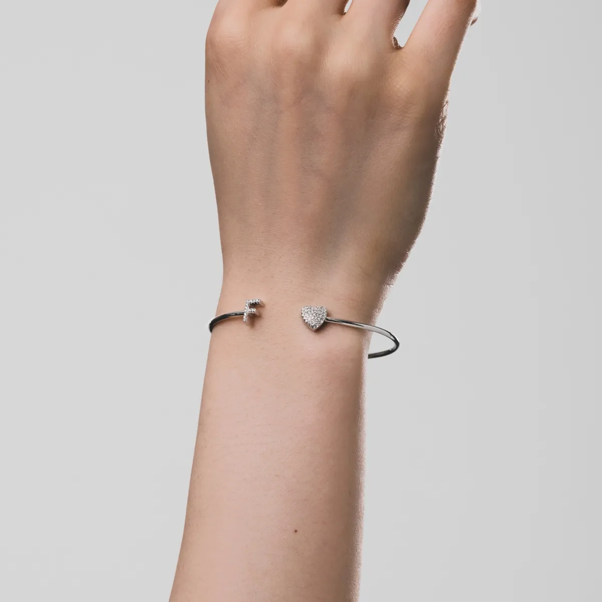 Minimalist Cubic Zirconia Sterling Silver Bangle