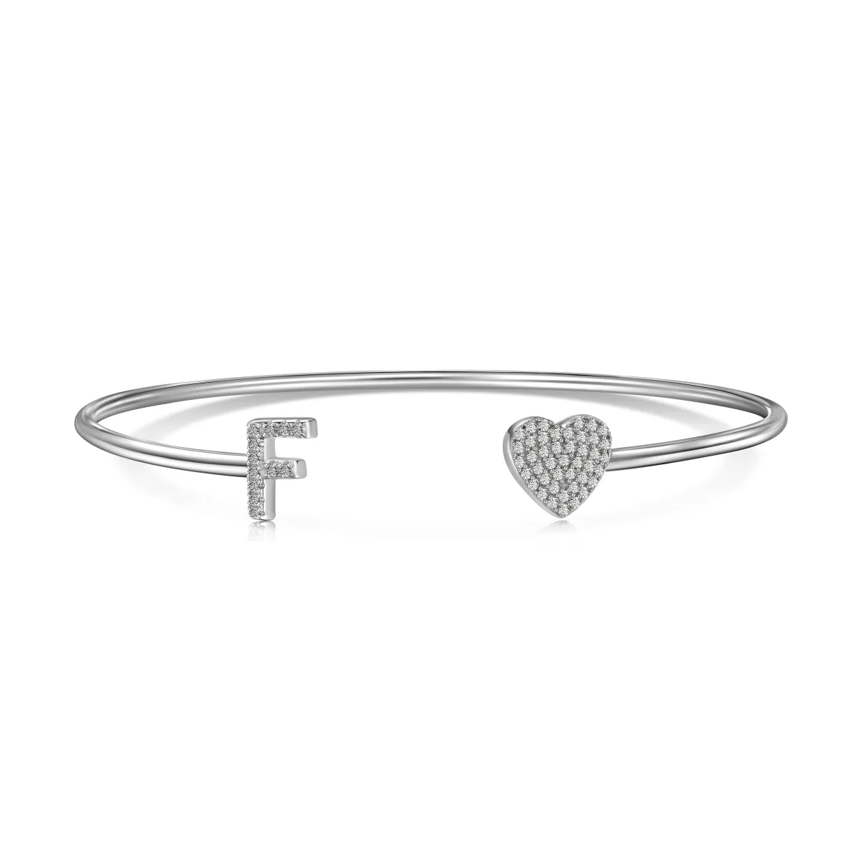 Minimalist Cubic Zirconia Sterling Silver Bangle