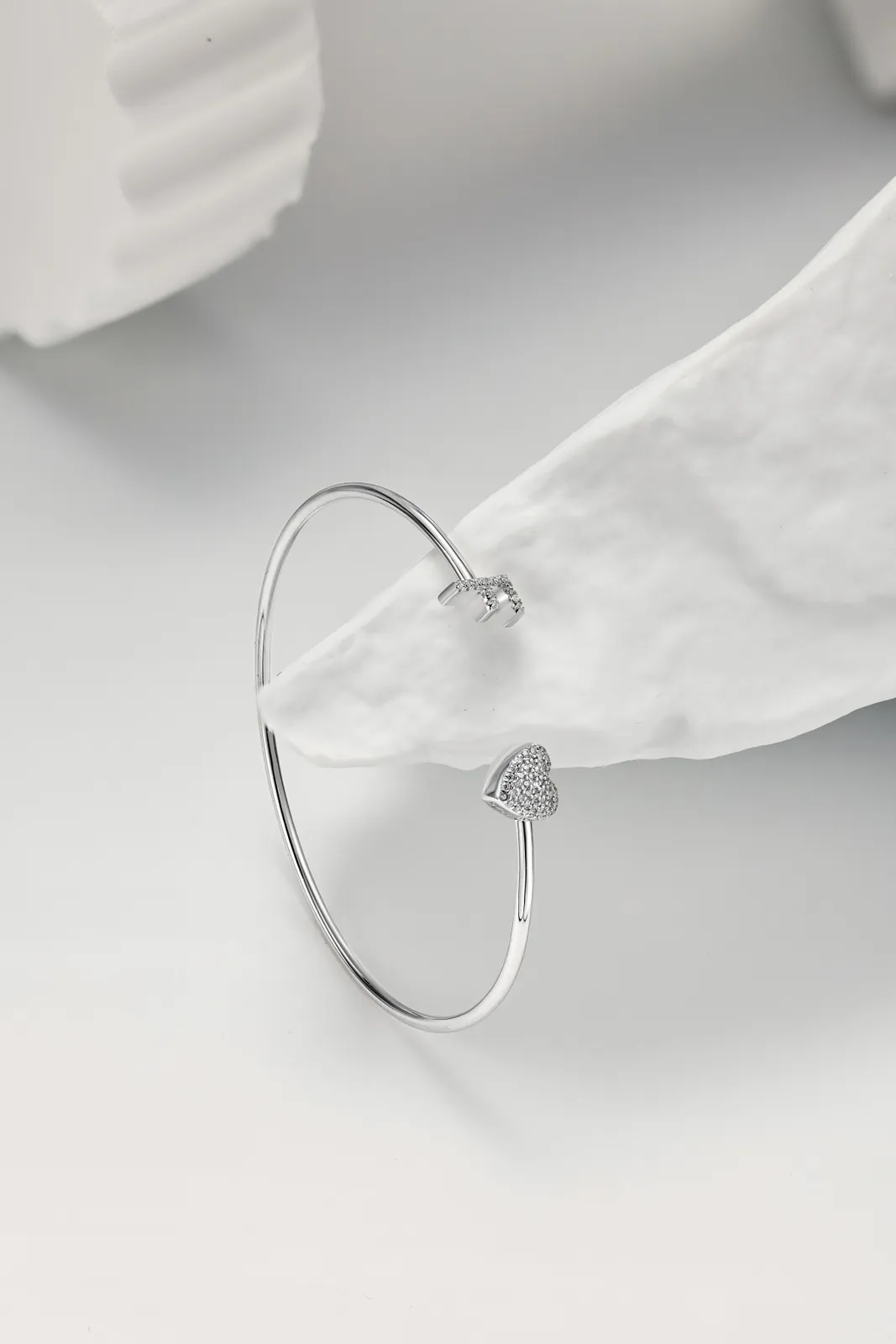 Minimalist Cubic Zirconia Sterling Silver Bangle