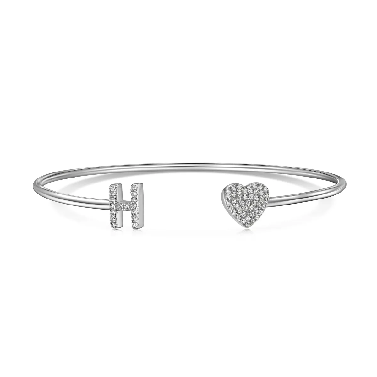 Minimalist Sterling Silver Cubic Zirconia Bangle