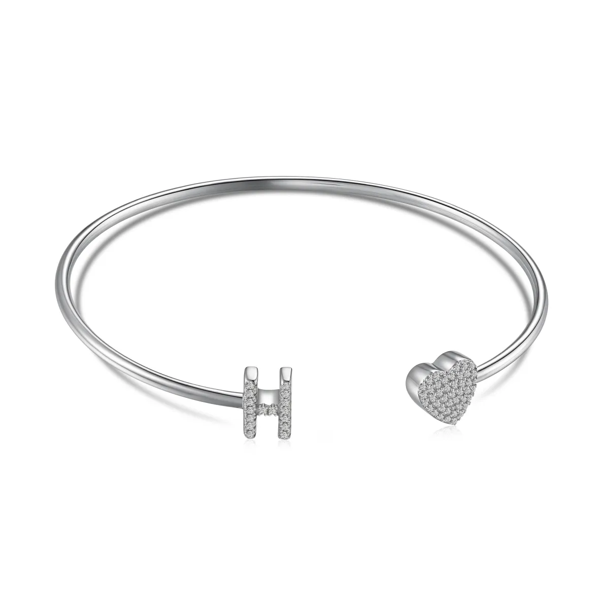 Minimalist Sterling Silver Cubic Zirconia Bangle