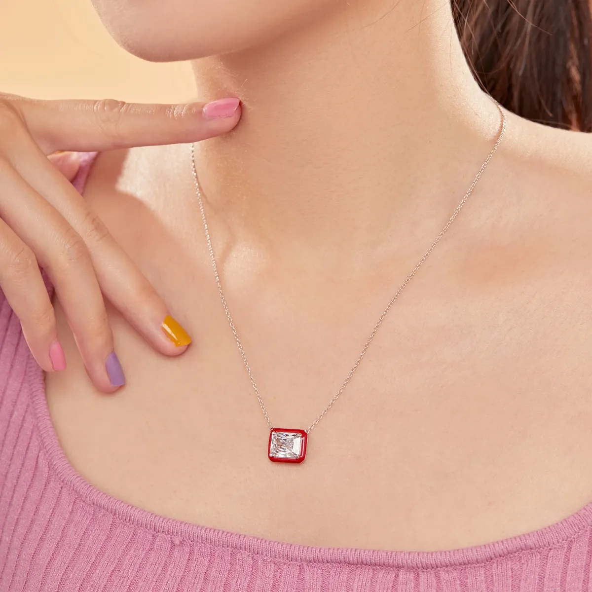 Minimalist Cubic Zirconia Sterling Silver Necklace