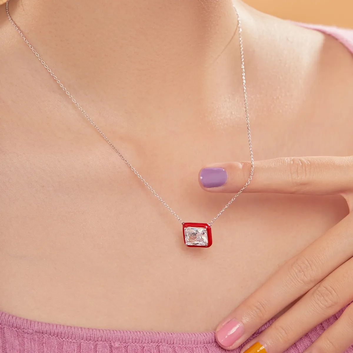 Minimalist Cubic Zirconia Sterling Silver Necklace