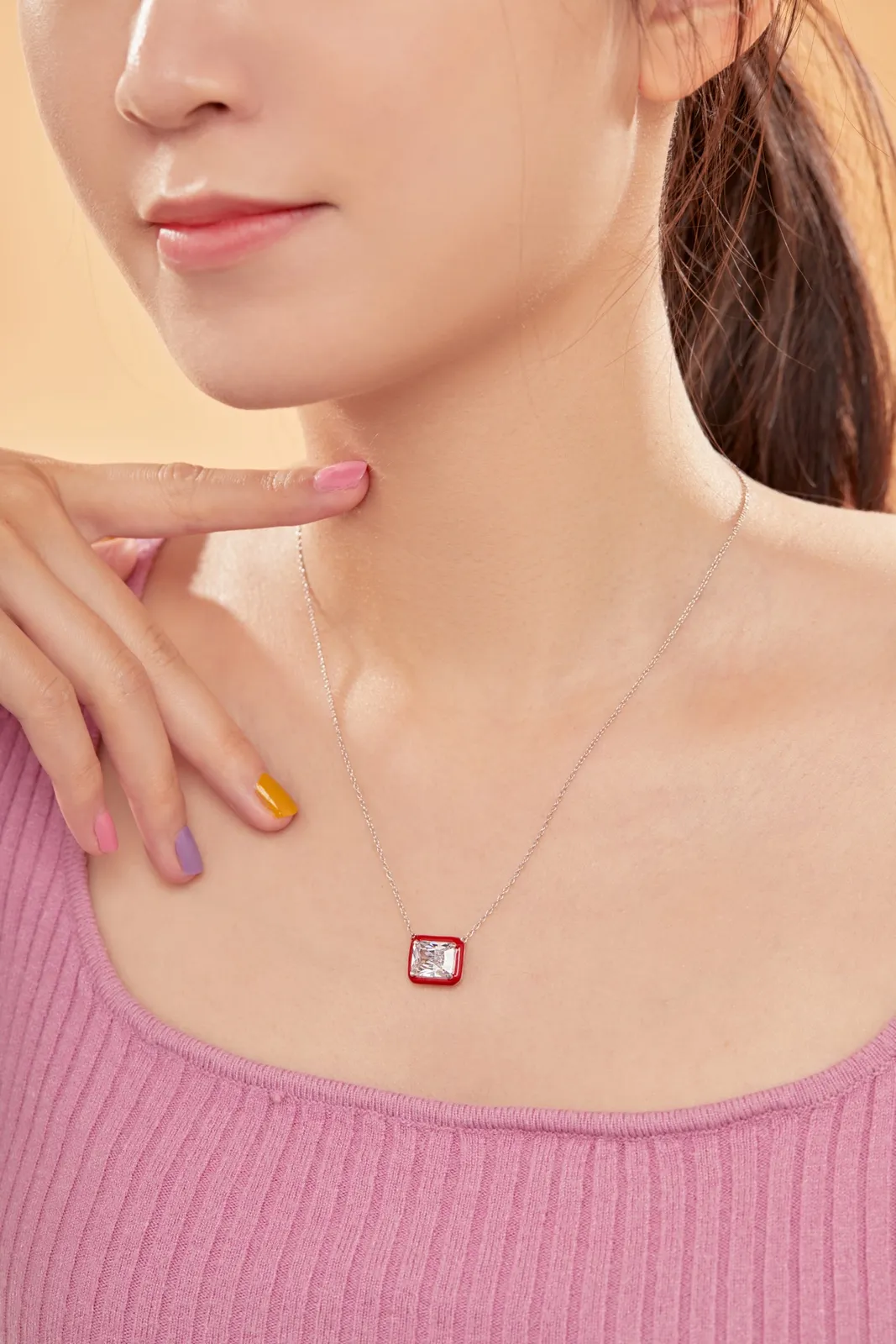 Minimalist Cubic Zirconia Sterling Silver Necklace