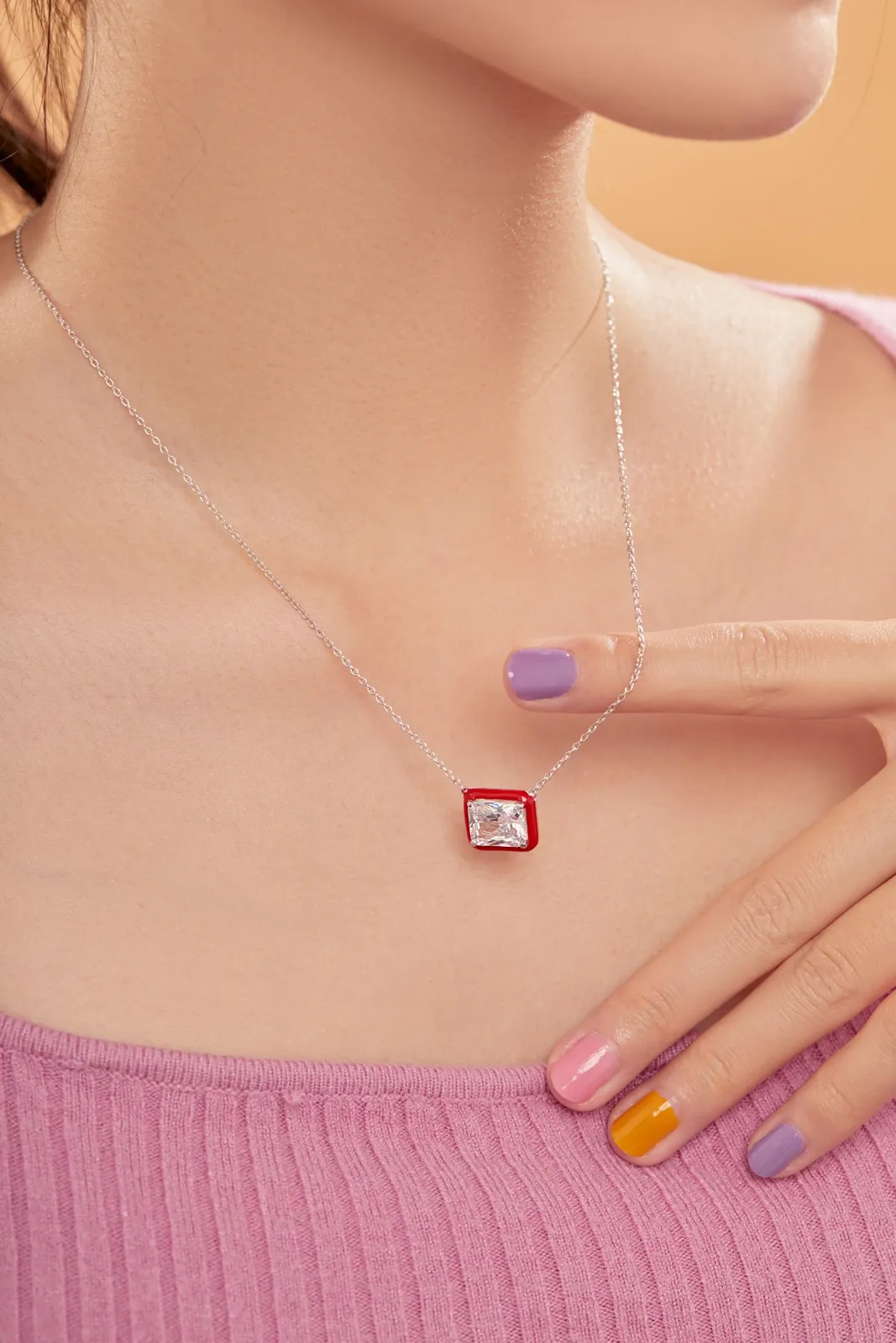 Minimalist Cubic Zirconia Sterling Silver Necklace
