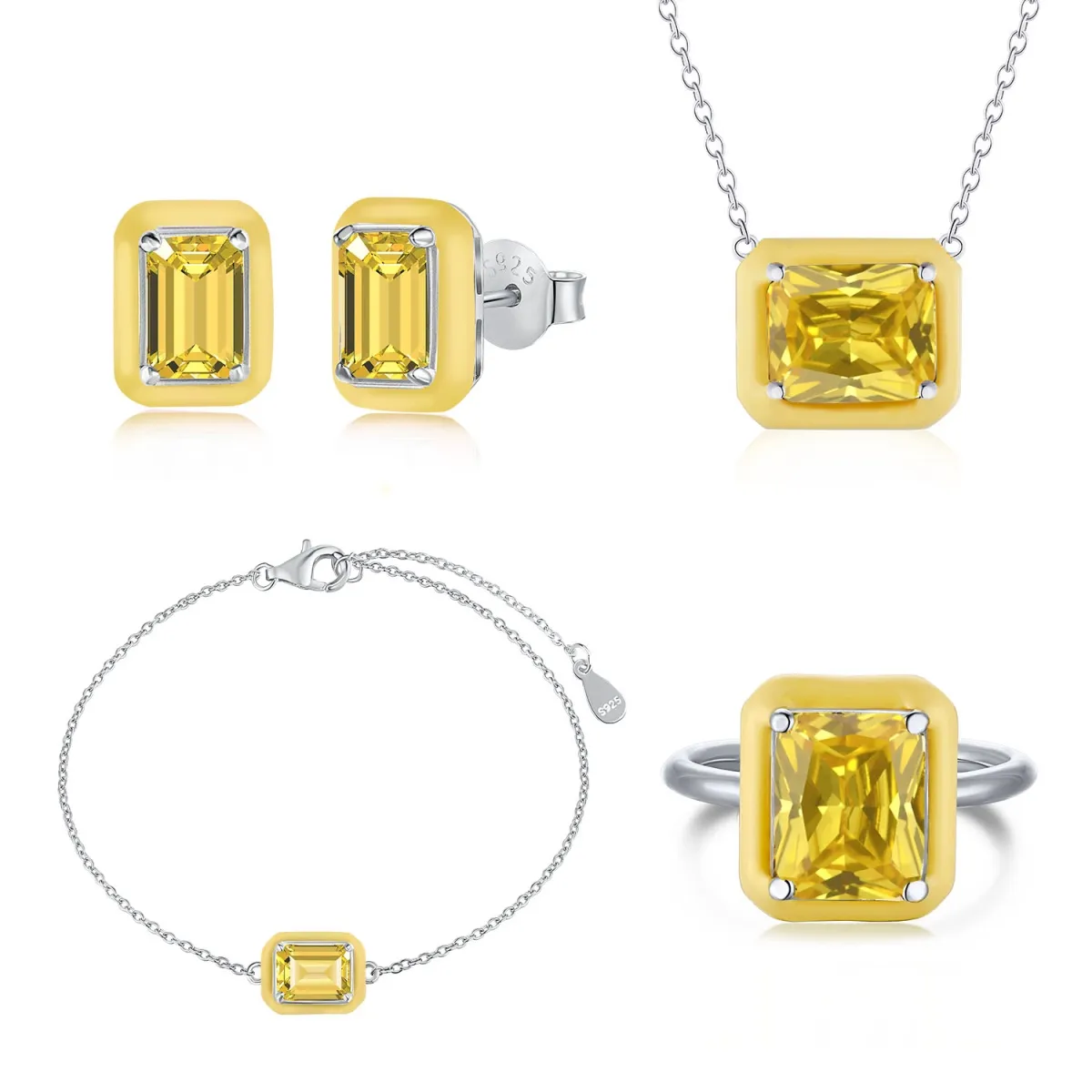 Cubic Zirconia Minimalist Necklace — 925 Sterling Silver, Rhodium Plated