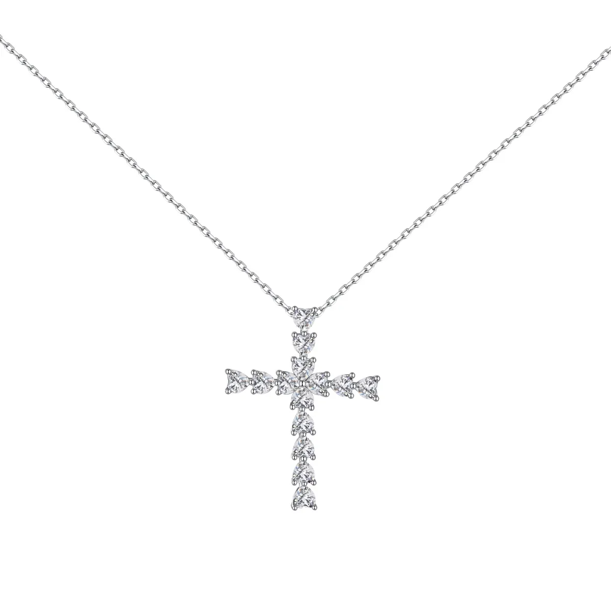 Rhodium Plated Sterling Silver Cubic Zirconia Necklace