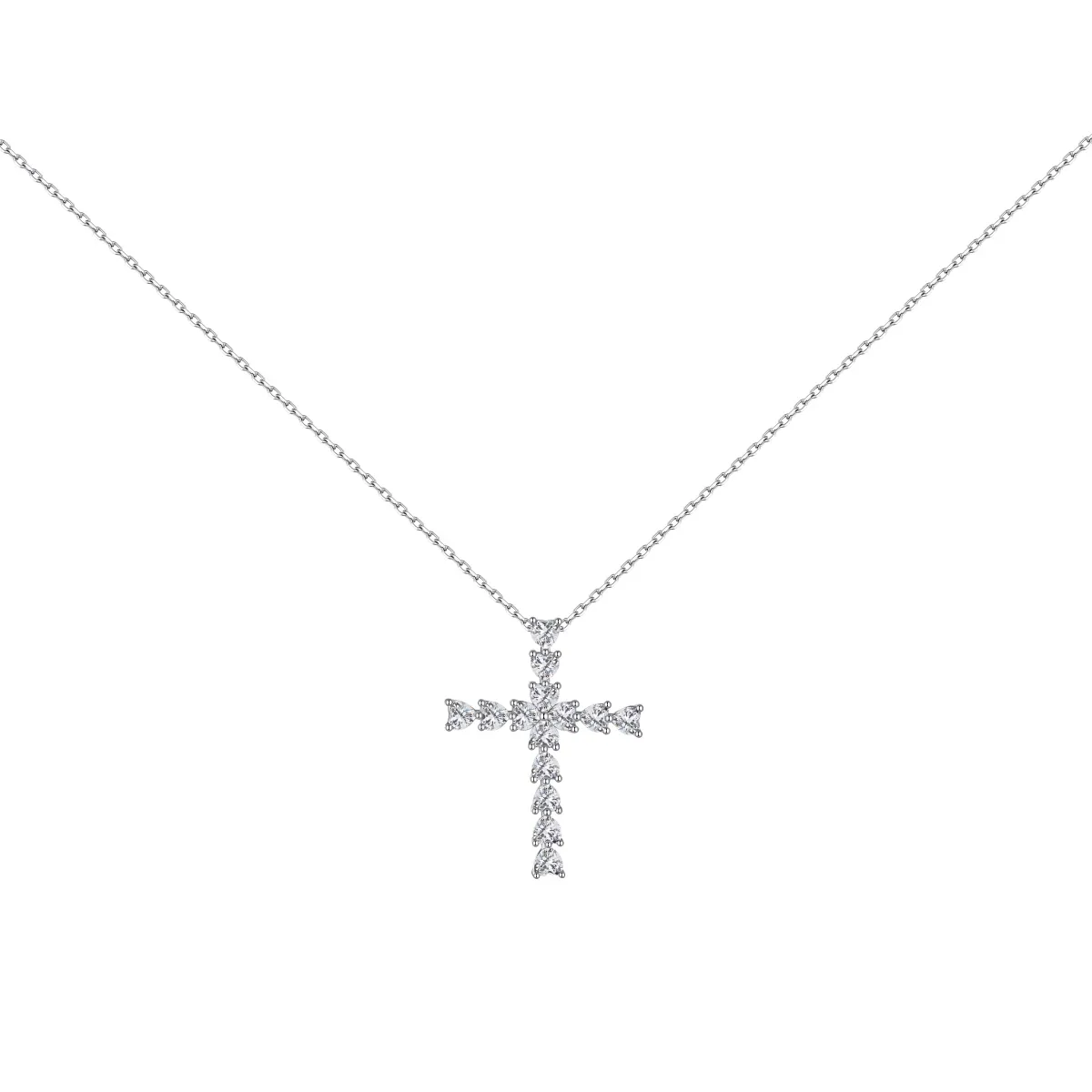 Rhodium Plated Sterling Silver Cubic Zirconia Necklace