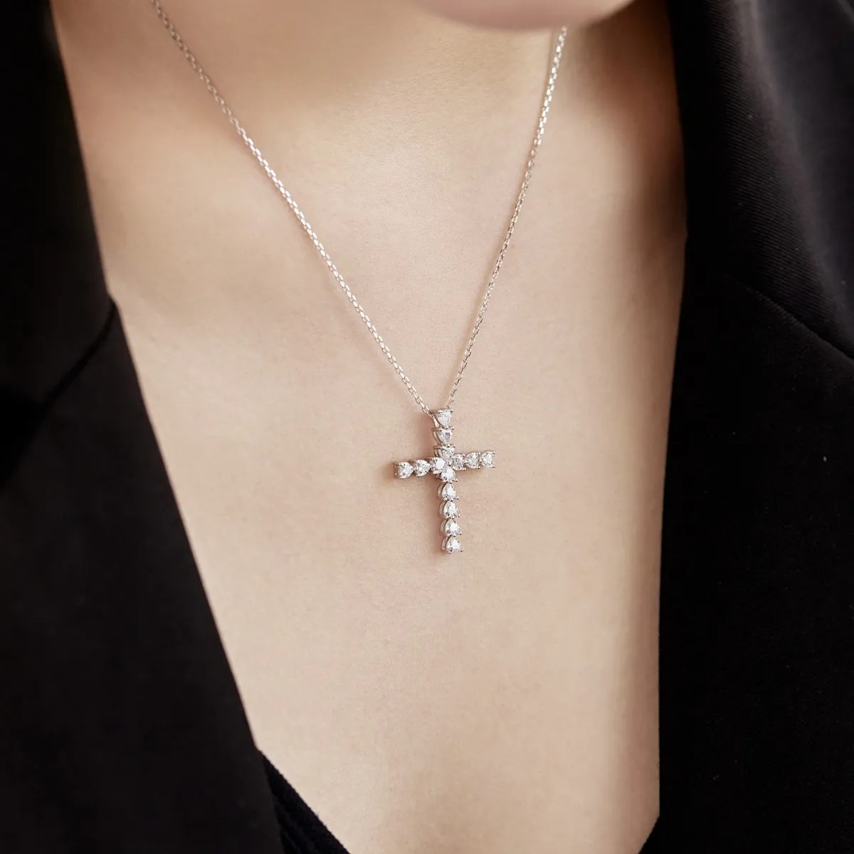 Rhodium Plated Sterling Silver Cubic Zirconia Necklace