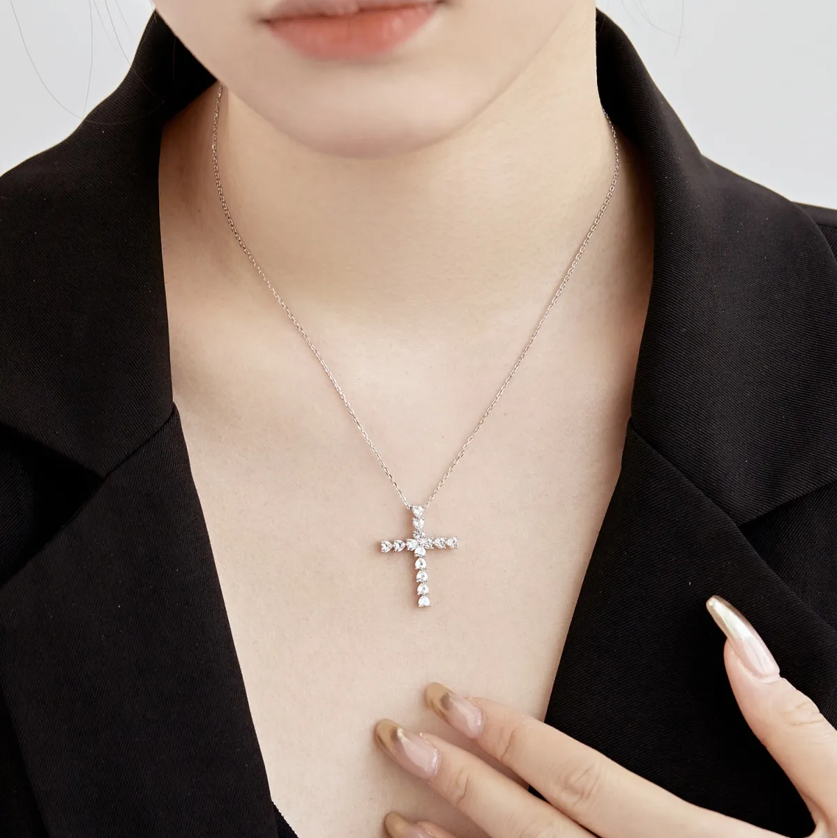 Rhodium Plated Sterling Silver Cubic Zirconia Necklace