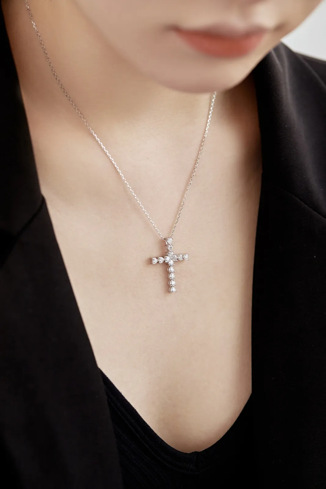 Rhodium Plated Sterling Silver Cubic Zirconia Necklace