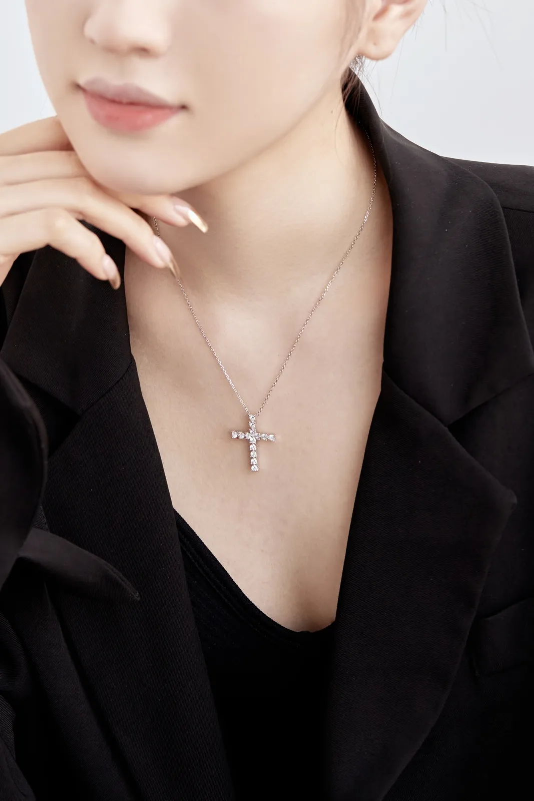Rhodium Plated Sterling Silver Cubic Zirconia Necklace
