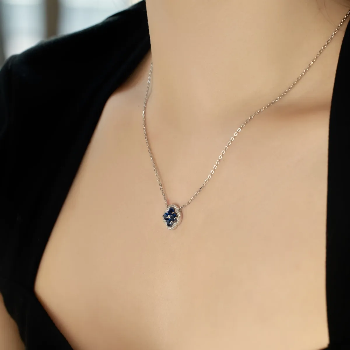 Minimalist Cubic Zirconia Sterling Silver Necklace