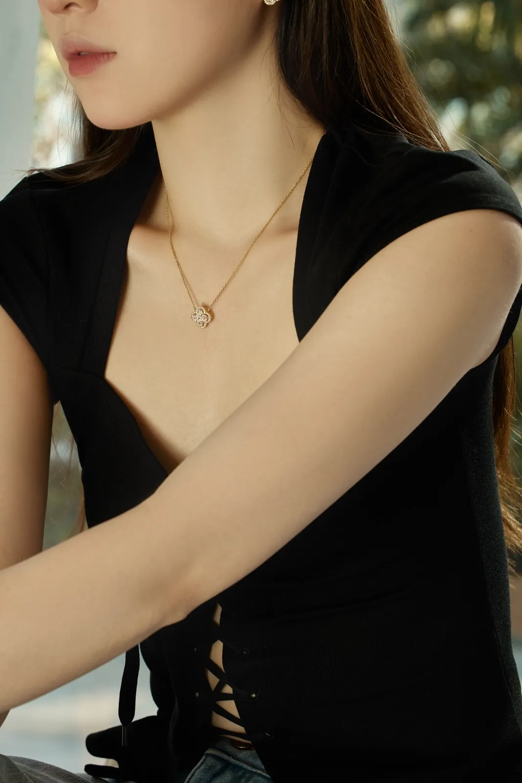 Minimalist Cubic Zirconia Sterling Silver Necklace