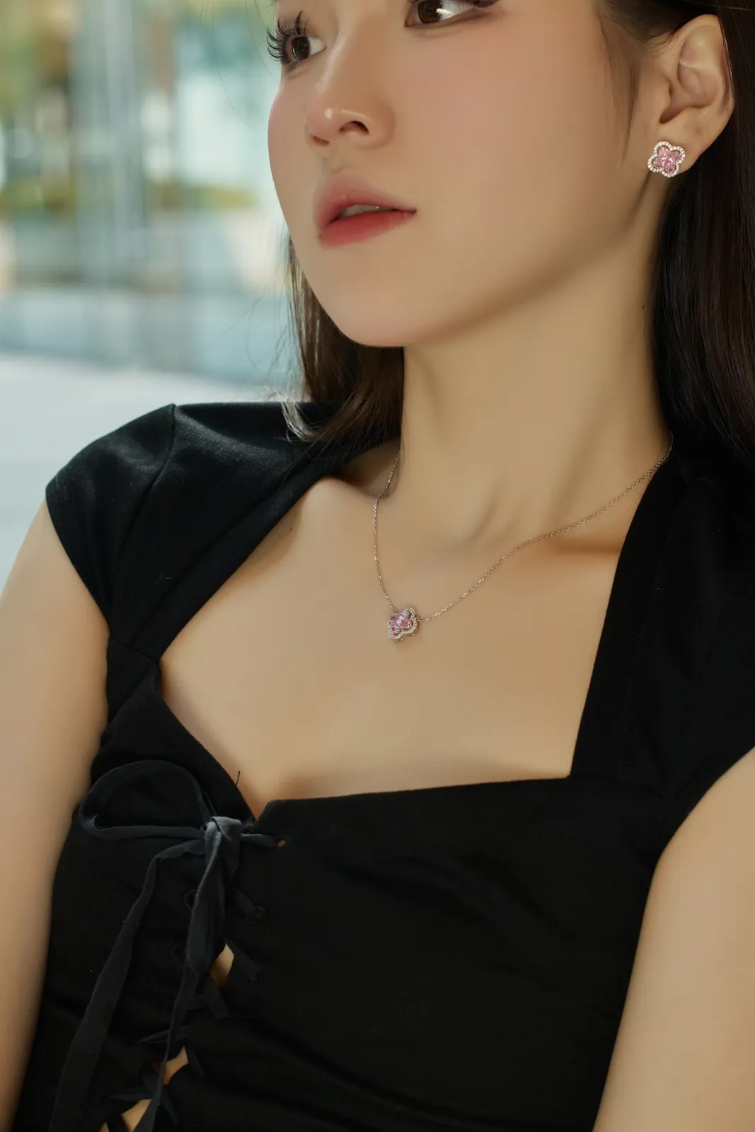 Minimalist Cubic Zirconia Sterling Silver Necklace