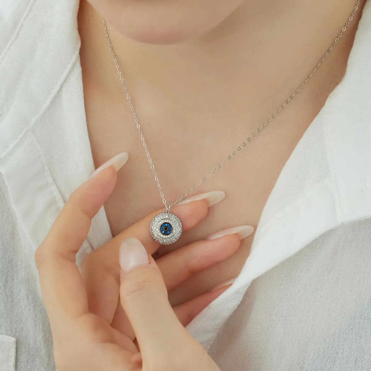 Minimalist Cubic Zirconia Sterling Silver Necklace