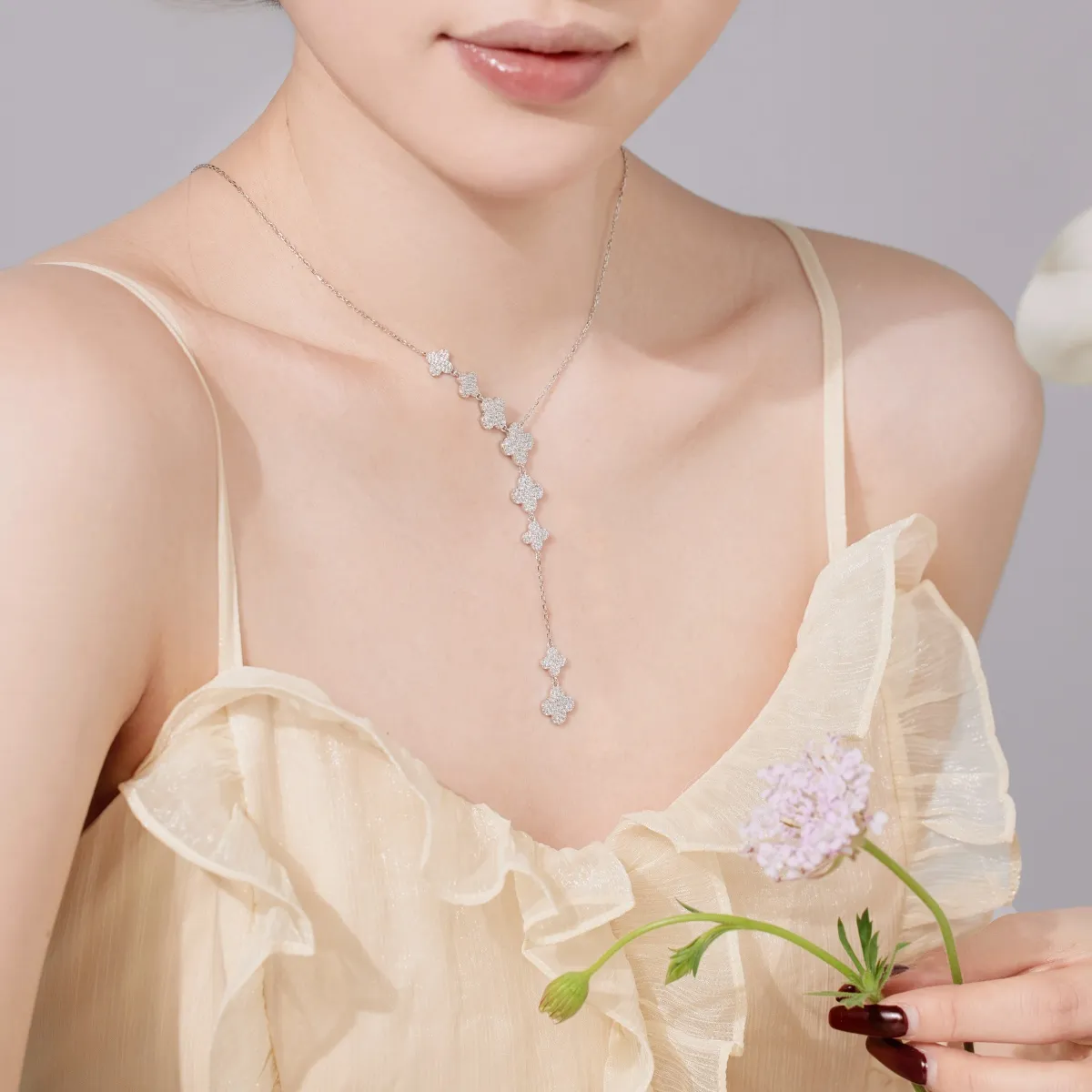 Minimalist Cubic Zirconia Sterling Silver Necklace