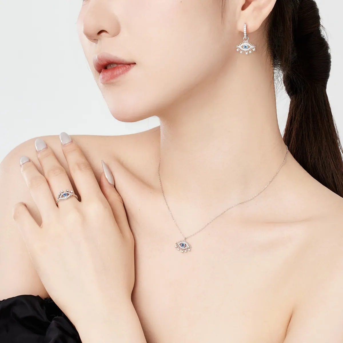 Minimalist Cubic Zirconia Sterling Silver Jewelry Set
