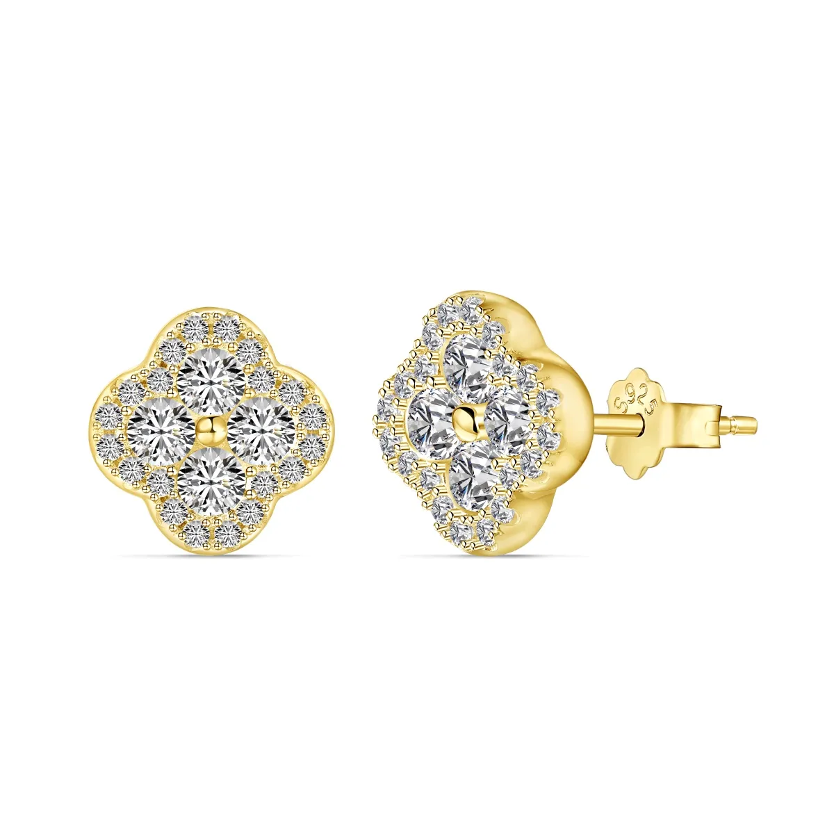 Minimalist Cubic Zirconia Stud Earrings in Gold Plated Silver