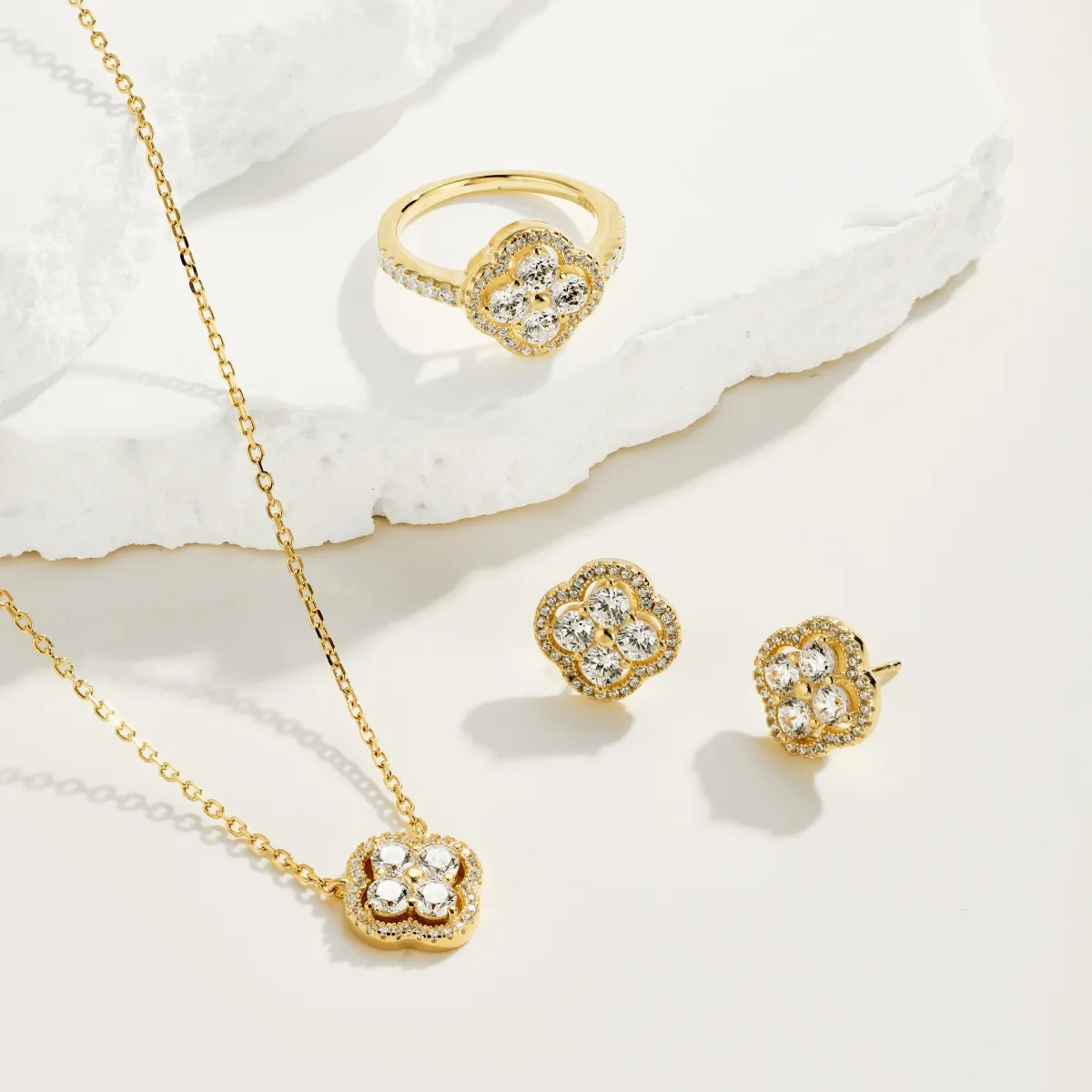 Minimalist Cubic Zirconia Stud Earrings in Gold Plated Silver