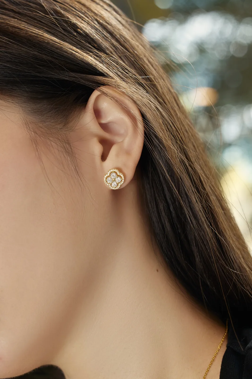 Minimalist Cubic Zirconia Stud Earrings in Gold Plated Silver
